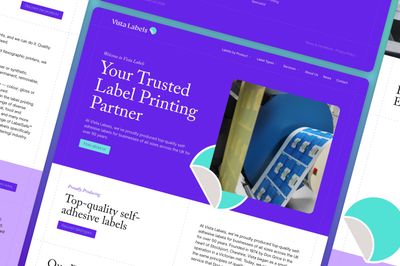 Website layout of Vista Labels website.